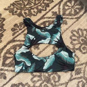 Mikoh Marrakech top in teal palm print, size M